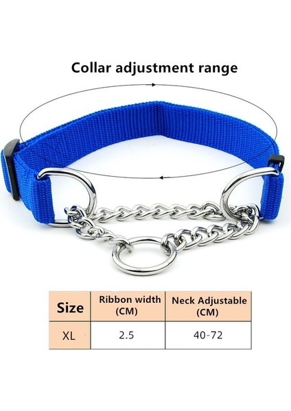 Mavi Stil 40-72CM 1 Adet Yeni Köpek Tasması Kaynaklı Link Zinciri ile Pet Naylon Slollar Köpek Eğitim Aksesuarları Büyük Köpek Için Ayarlanabilir Yaka (Yurt Dışından) fırsatları