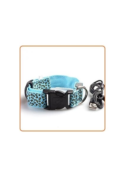 USB Mavi Stili L Beden LED Köpek Tasması USB Şarj Edilebilir Naylon Leopar Baskı LED Işıklı Köpek Tasmaları Köpek Gece Yürüyüşü Güvenle Glow Kolye Pet Malzemeleri (Yurt Dışından)