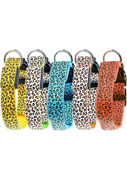 USB Mavi Stili L Beden LED Köpek Tasması USB Şarj Edilebilir Naylon Leopar Baskı LED Işıklı Köpek Tasmaları Köpek Gece Yürüyüşü Güvenle Glow Kolye Pet Malzemeleri (Yurt Dışından)