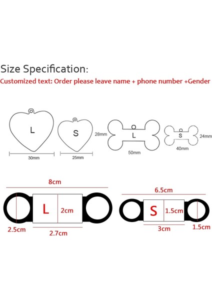 Kırmızı Stil S Beden 1 Adet Ücretsiz Gravür Pet Köpek Künyesi Silikon Paslanmaz Çelik Köpek Kımlık Etiketi Oyulmuş Köpek Yaka Anti-Kayıp Pet Etiket Etiketleri Köpek Kedi Için (Yurt Dışından)