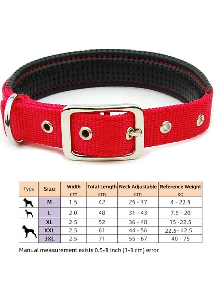 Kırmızı Katı Tarzı Xl Beden Köpek Tasması Naylon Yastıklı Yansıtıcı Yaka Pet Büyük Köpekler Için Ayarlanabilir Açık Rahat Kolye Pitbull Collier Chien (Yurt Dışından)