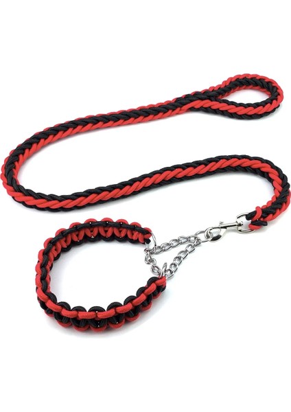 Kırmızı Stil 43-53 cm Naylon Örgülü Köpek Tasması ve Tasma Seti Çekiş Halatı Küçük Orta Büyük Köpek Leaen Pitbull Bull Terrier Pet Aksesuarları (Yurt Dışından)