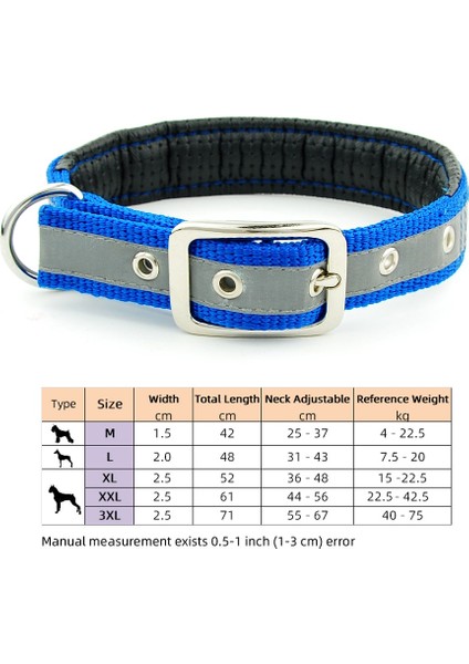 Mavi Yansıtıcı Stil Xxxl Köpek Tasması Naylon Yastıklı Yansıtıcı Yaka Pet Büyük Köpekler Için Ayarlanabilir Açık Rahat Kolye Pitbull Collier Chien (Yurt Dışından)