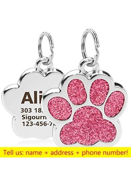 Köpek Pençe-Pembe Tarzı Özelleştirilmiş Pet Kımlık Etiketleri Oyulmuş Pet Adı Numarası Adres Kedi Köpek Tasması Pet Kolye Yavru Kedi Kolye Charm Yaka Aksesuarları (Yurt Dışından)