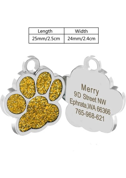 Sarı Pençe Stili Özel Köpek Etiketleri Kişiselleştirilmiş Kedi Etiketi Metal Oyulmuş Kimlik Etiketleri Köpek Aksesuarları Için Pet Ürün Adres Etiketi (Yurt Dışından)