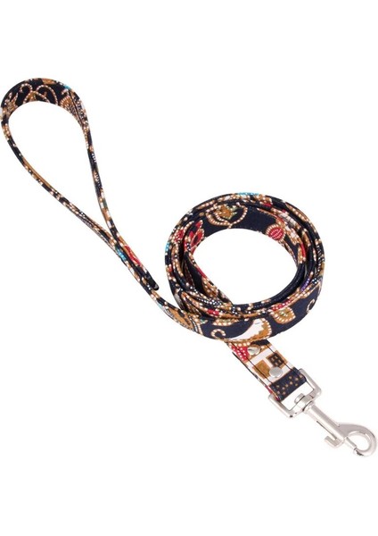 Siyah Stil 1.5X120CM Bohem Köpek Tasma Halat Kumaş Yürüyüş Eğitimi Pet Köpek Tasması Kişiselleştirilmiş Evcil Hayvan Aksesuarları Ürün Köpek Tasması ve Tasma Seti (Yurt Dışından)