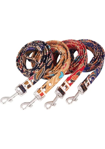 Siyah Stil 1.5X120CM Bohem Köpek Tasma Halat Kumaş Yürüyüş Eğitimi Pet Köpek Tasması Kişiselleştirilmiş Evcil Hayvan Aksesuarları Ürün Köpek Tasması ve Tasma Seti (Yurt Dışından)