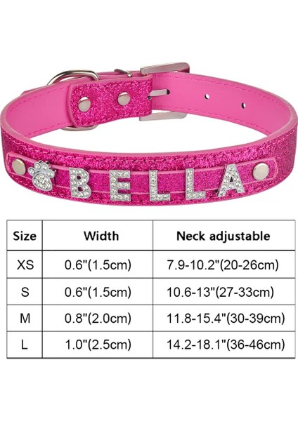 Gül Tarzı S Beden Kişiselleştirilmiş Köpek Tasması Deri Taklidi Bling Charms Ayarlanabilir Özel Naylon Yaka Köpek Orta Büyük Pet Köpek Tasması (Yurt Dışından)