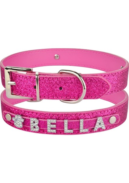 Gül Tarzı S Beden Kişiselleştirilmiş Köpek Tasması Deri Taklidi Bling Charms Ayarlanabilir Özel Naylon Yaka Köpek Orta Büyük Pet Köpek Tasması (Yurt Dışından)
