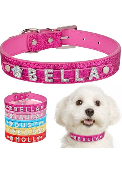 Gül Tarzı S Beden Kişiselleştirilmiş Köpek Tasması Deri Taklidi Bling Charms Ayarlanabilir Özel Naylon Yaka Köpek Orta Büyük Pet Köpek Tasması (Yurt Dışından)