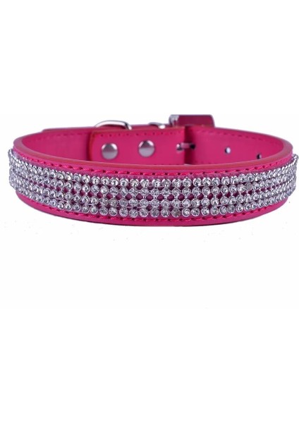 Gül 1 Tarzı M Beden Moda Diamante Pu Deri Köpek Tasma Bling Rhinestones Yaka Pet Yürüyüş Talepleri Küçük Pet Köpek Köpek Malzemeleri Mor Pembe (Yurt Dışından)