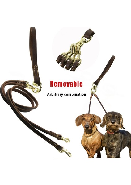 Kahverengi 18MM Tarzı L Beden Çok Fonksiyonlu 2 Yollu Köpek Tasması Çift Iki Pet Deri Leads Çıkarılabilir Anti Twining Yürüyüş ve Eğitim 2 Küçük Orta Boy Köpek (Yurt Dışından) fiyatları