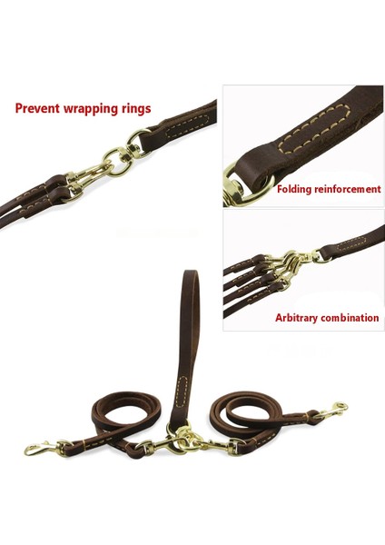 Kahverengi 18MM Tarzı L Beden Çok Fonksiyonlu 2 Yollu Köpek Tasması Çift Iki Pet Deri Leads Çıkarılabilir Anti Twining Yürüyüş ve Eğitim 2 Küçük Orta Boy Köpek (Yurt Dışından) fırsatları