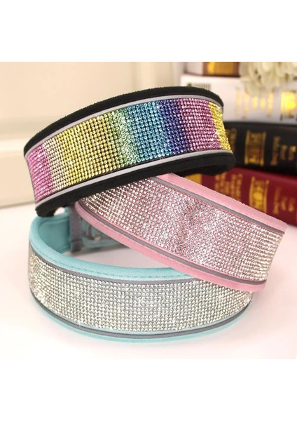 202 Sb Stili M Beden Büyük Köpekler Için Geniş Boy Yaka Yansıtıcı Pet Köpekler Yaka Yumuşak Yastıklı Pitbull Bling ile Alman Çoban Rhinestone S M L (Yurt Dışından) modelleri
