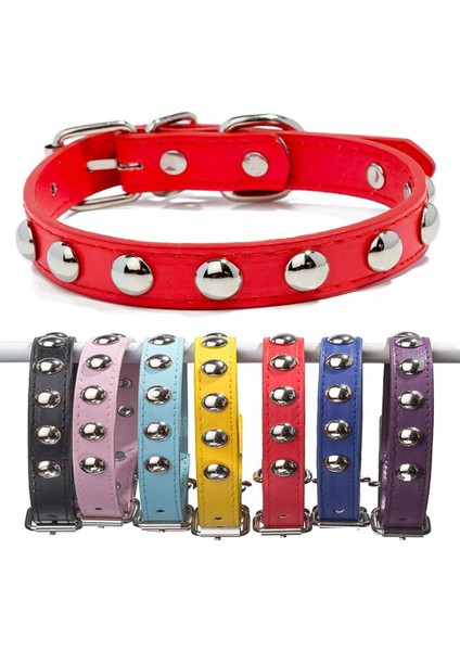 Mavi Stil M Beden Pet Köpek Yaka Moda Renkli Deri Köpek Yaka Küçük Köpekler Kediler Için Çivili Yaka Yenidoğan Fransız Bulldog Kımlık Boyun Askısı (Yurt Dışından)