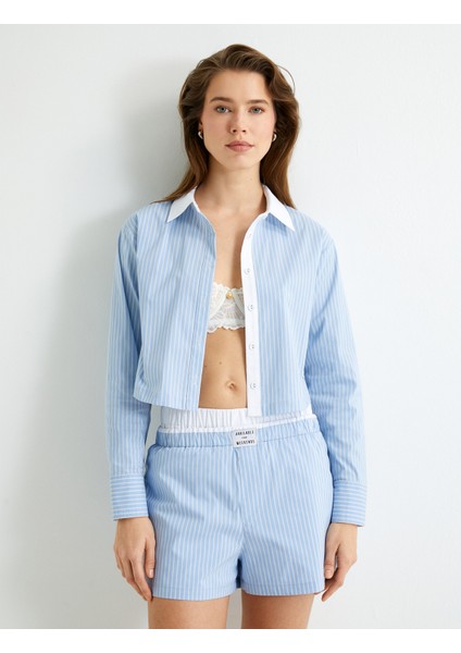Düğmeli Pijama Üstü Uzun Kollu Pamuklu