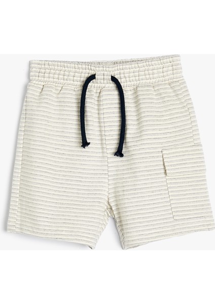 Şort Cepli Beli Bağlamalı Cep Detaylı Pamuklu