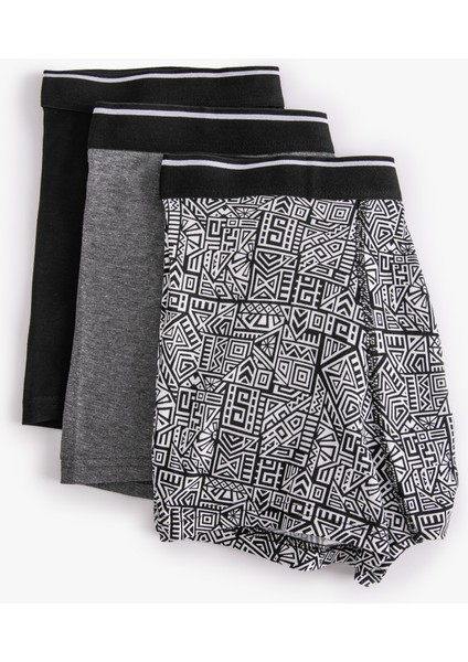 3'lü Boxer Seti Geometrik Baskılı Çok Renkli