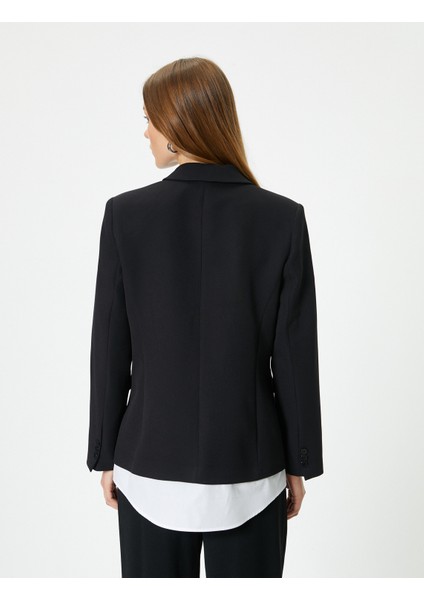 Blazer Ceket Kruvaze Düğmeli Cepli Gömlek Parça Görünümlü fırsatları