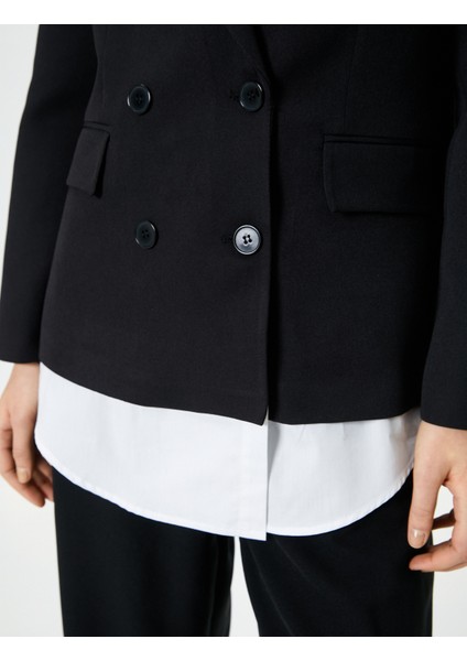 Blazer Ceket Kruvaze Düğmeli Cepli Gömlek Parça Görünümlü indirimleri