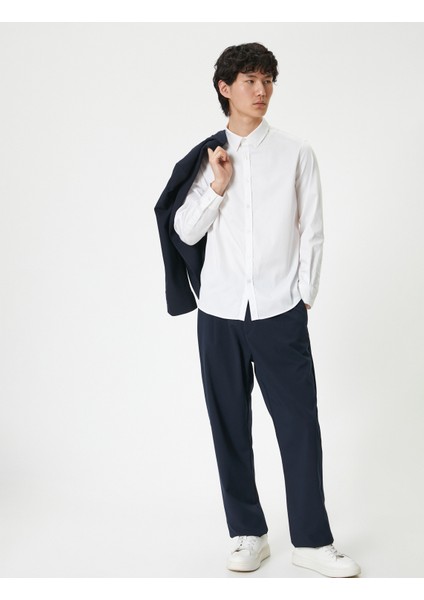 Basic Gömlek Uzun Kollu Düğmeli Klasik Yaka