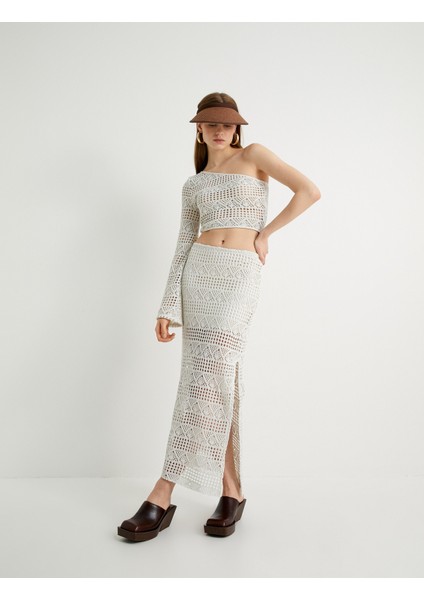 Uzun Kroşe Etek Yandan Yırtmaç Detaylı Astarlı fiyatları