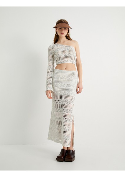 Uzun Kroşe Etek Yandan Yırtmaç Detaylı Astarlı modelleri