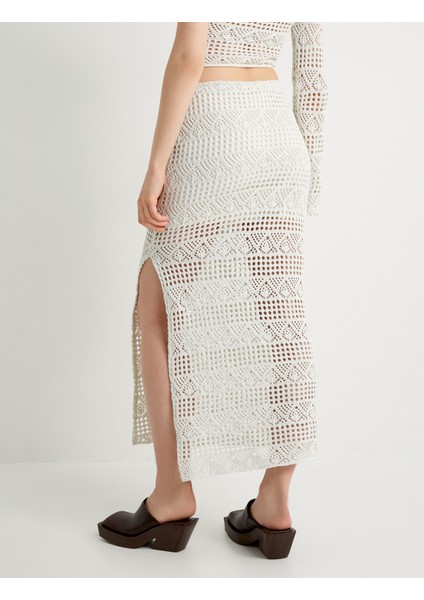 Uzun Kroşe Etek Yandan Yırtmaç Detaylı Astarlı indirimleri