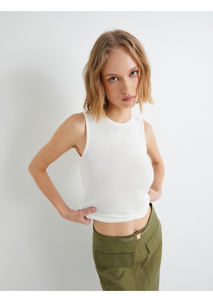Crop Fitilli Atlet Halter Yaka