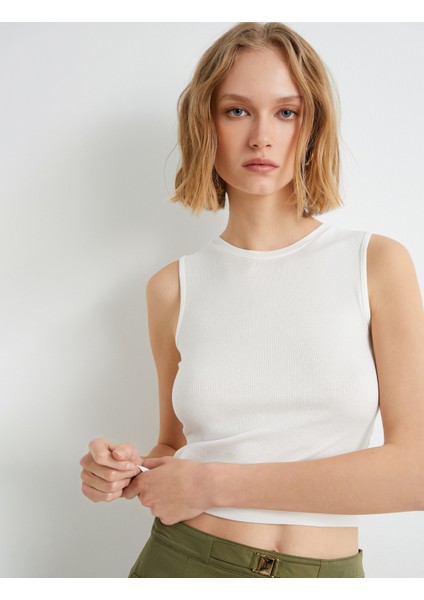 Crop Fitilli Atlet Halter Yaka