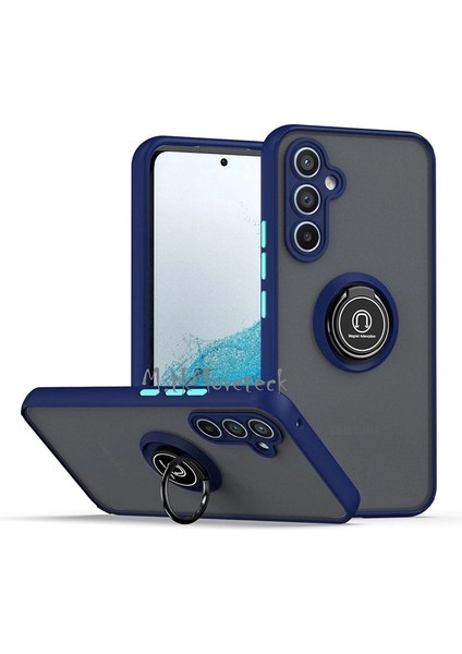 Samsung Galaxy A15 Kılıf Kamera Korumalı Arkası Mat Renkli Tuşlu Yüzüklü Standlı Military Tank Zırh