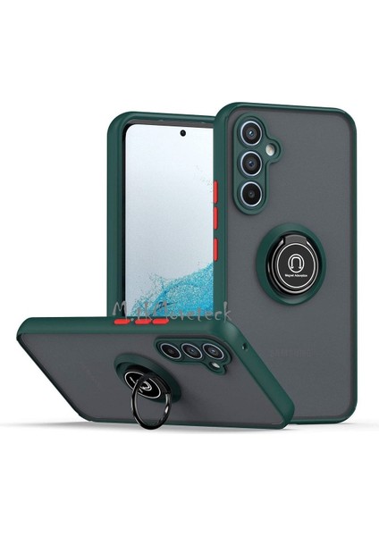 Samsung Galaxy A15 Kılıf Kamera Korumalı Arkası Mat Renkli Tuşlu Yüzüklü Standlı Military Tank Zırh