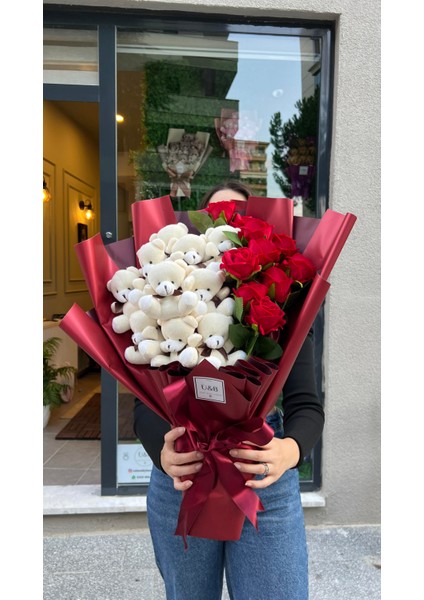 Premium Dev Kırmızı Ayıcık Buketi fiyatları