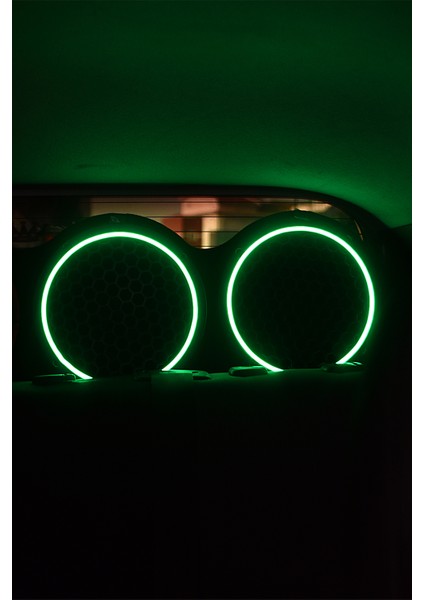 1 Takım 20 Cm(2 Adet)Neon Rgb LED Midrange Kapağı Işıklı Midrange Hoparlör Kapağı Adaptör Kumanda
