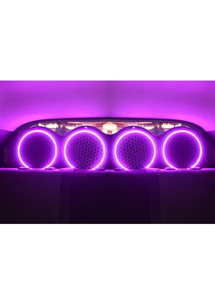 1 Takım 20 Cm(2 Adet)Neon Rgb LED Midrange Kapağı Işıklı Midrange Hoparlör Kapağı Adaptör Kumanda
