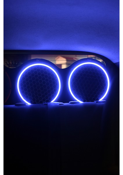 1 Takım 20 Cm(2 Adet)Neon Rgb LED Midrange Kapağı Işıklı Midrange Hoparlör Kapağı Adaptör Kumanda