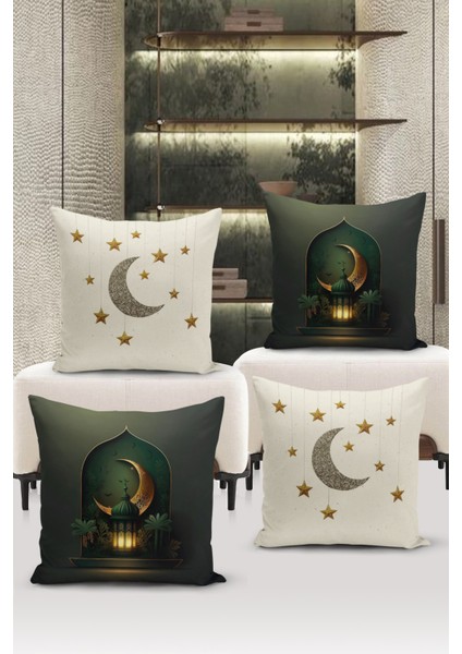 Ramazan Serisi Çift Tarafı Dijital Baskılı 4'lü Kırlent Kılıfı Seti (Ramadan Cushion Cover Set)