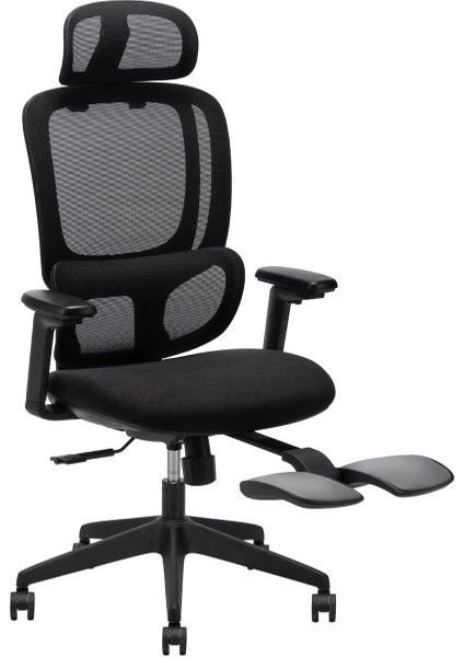 Smart Ayak Uzatmalı Çalışma Koltuğu (Siyah)