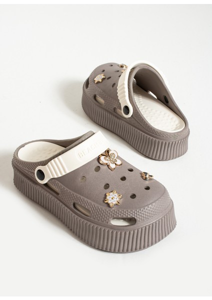 Friend&trend vizon Bej minik Süslü Platform Sabo Eva Kadın Terlik FT699 modelleri