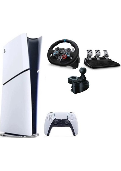 Playstation 5 Slim Dijital Edition + G29 Driving Force Yarış Direksiyonu + Shifter