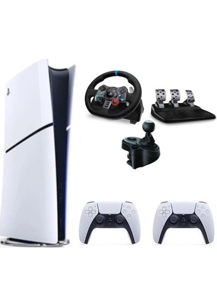 Playstation 5 Slim Dijital Edition+2. Dualsense + G29 Driving Force Yarış Direksiyonu + Shifter
