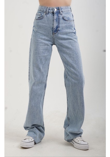 Buz Mavi Straight Fit Jean Pantolon