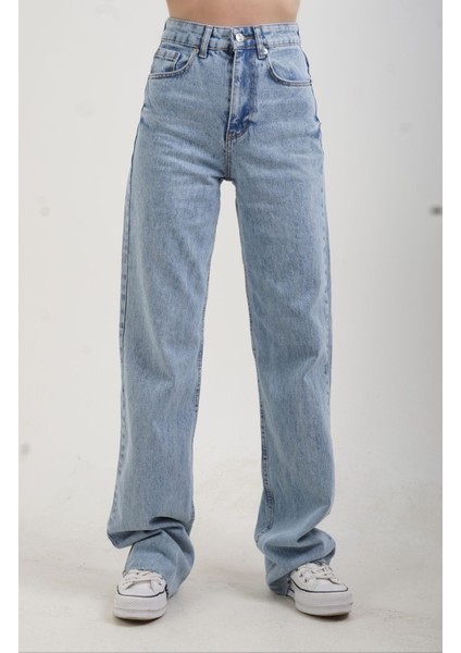 Buz Mavi Straight Fit Jean Pantolon