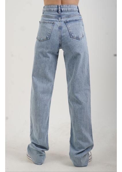 Buz Mavi Straight Fit Jean Pantolon