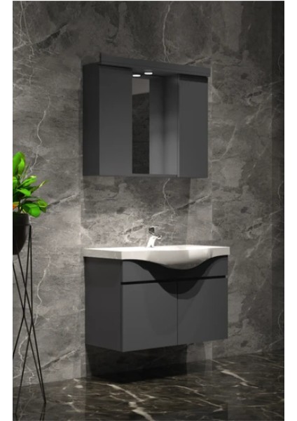 Kuala Komple Antrasit Banyo Dolabı 80CM