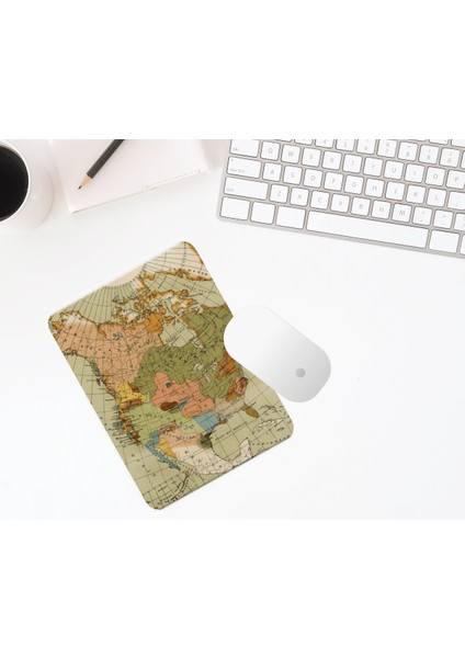 Vintage Harita Bilek Destekli Dikdörtgen Mousepad