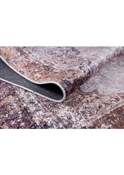 Klasik Kahverengi Salon&yolluk Dijital Baskılı Makinede Yıkanabilir Kaymaz Taban Saçaklı Halı HK188 fiyatları