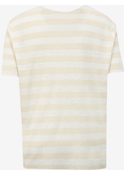 Bej Erkek Bisiklet Yaka Relaxed Çizgili T-Shirt F4SM-TST 0245 fiyatları