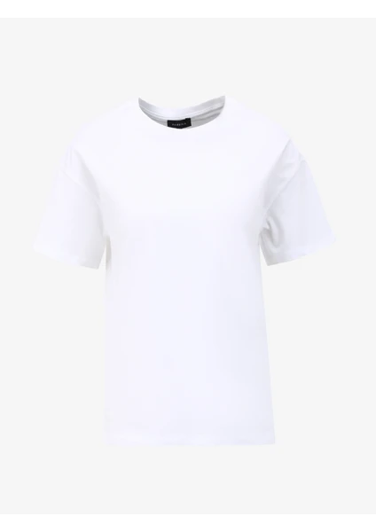 Beyaz Kadın Bisiklet Yaka Basic T-Shirt F4Sl-Tst0359