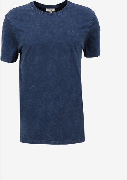 Lacivert Erkek Bisiklet Yaka Relaxed Baskılı T-Shirt C4Sm-Tst4707